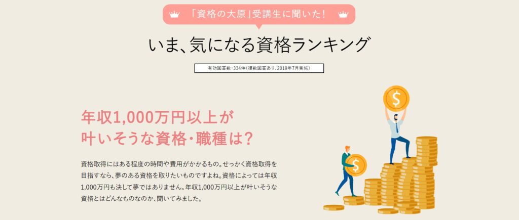 資格の大原年収1000万ランキングスクリーンショット画像